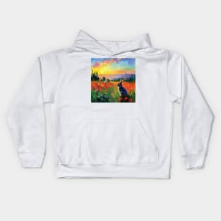 Bunny in a Field of Poppies at Sunset Kids Hoodie